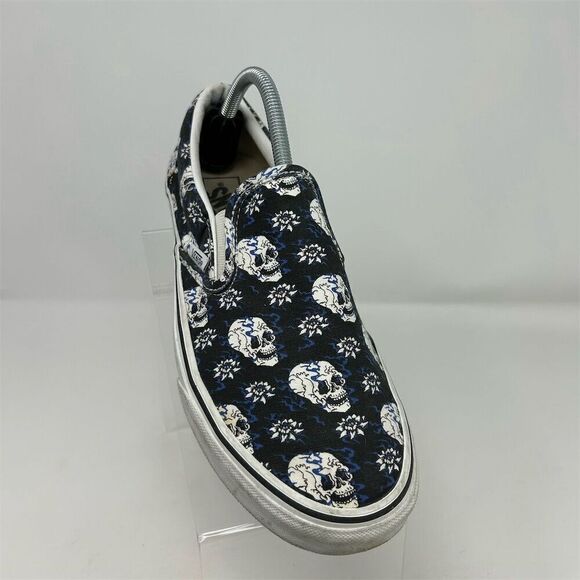 Vans Classic Slip-On Flash Black & Blue Skulls Unisex Shoes Size 11 Multicolor - Picture 3 of 14